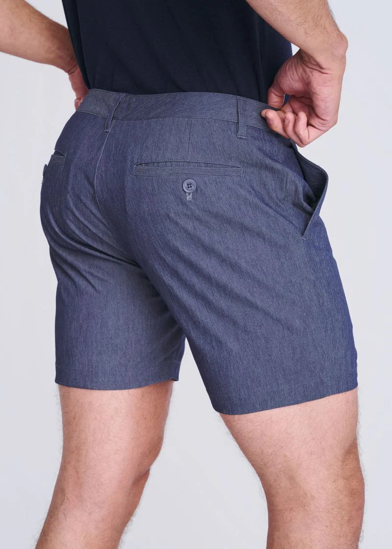 Crinkle Stretch Chino Short (Indigo)