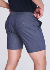 Crinkle Stretch Chino Short (Indigo)