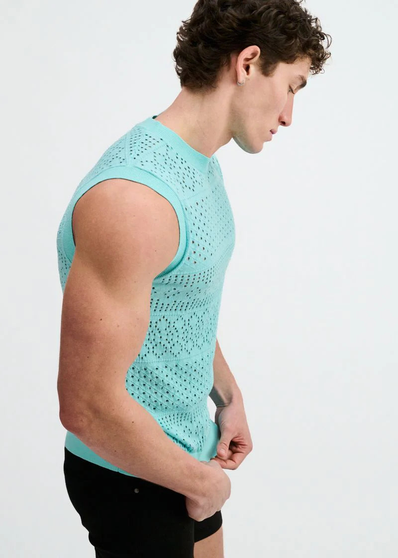 Pointelle Open Knit Vest (Mirage)