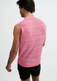 Pointelle Open Knit Vest (Crepe Pink)