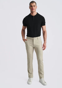 Wool-Look Stretch Knit Pants (Mocha Herringbone)