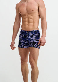 Printed Swim Short (Navy/Thistle Swirls)