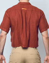 Cropped Linen Shirt (Bombay Brown)