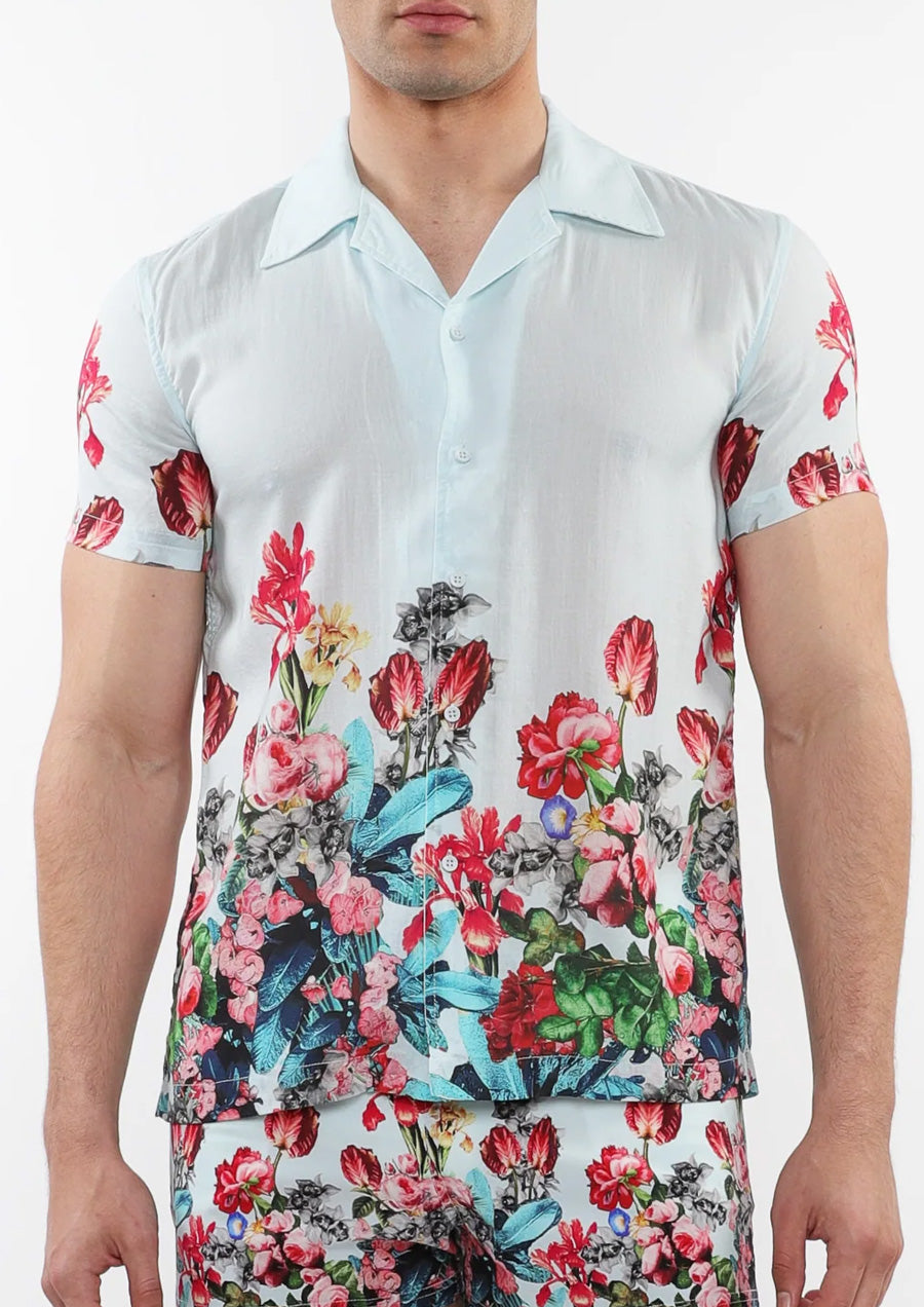 Woven Modal Border Shirt (Mint Floral)