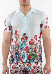 Woven Modal Border Shirt (Mint Floral)
