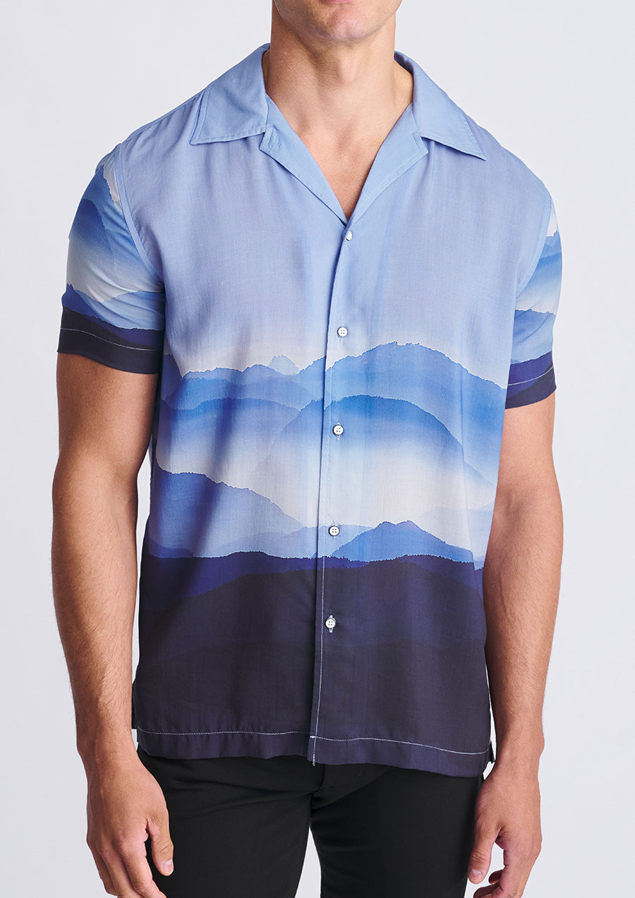 Woven Modal Border Shirt (Navy Cloud Range)