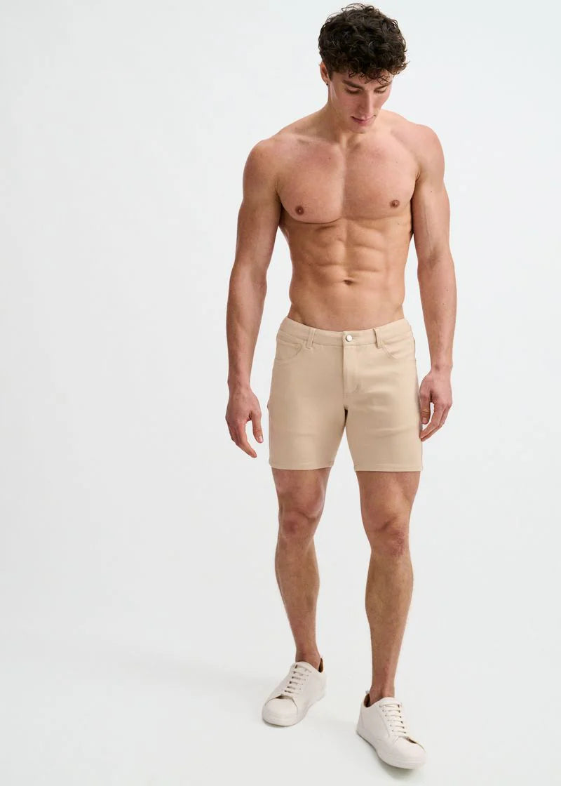 5" Stretch Knit Jean Short (Crust)
