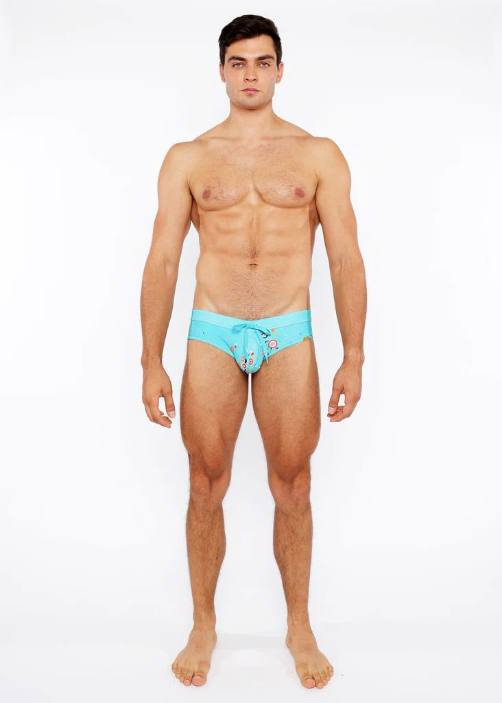 Printed Swim Brief (Sky Circle Burst)