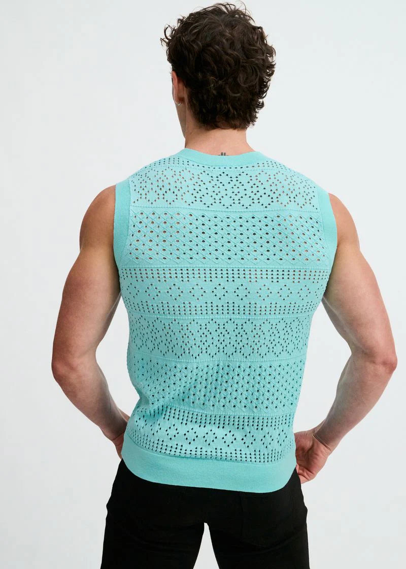 Pointelle Open Knit Vest (Mirage)