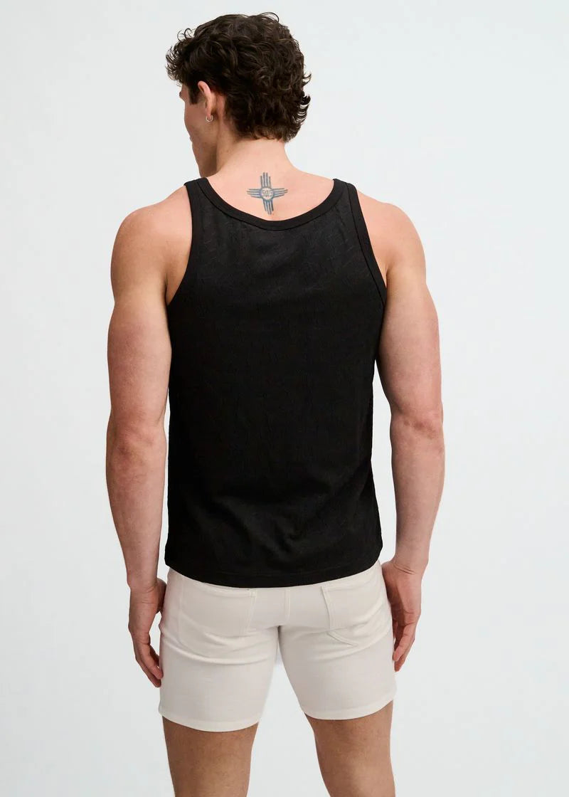Floral Textured Knit Tank (Black)