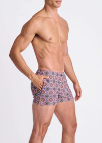Printed Seersucker Swim Shorts (Blush/Coral)