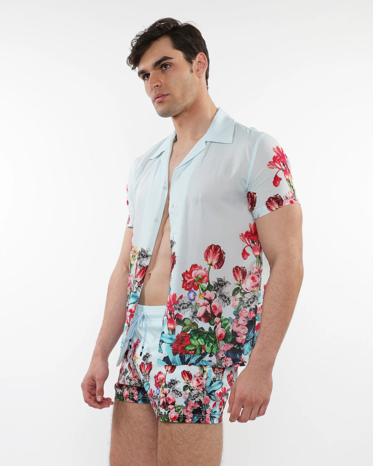 Woven Modal Border Shirt (Mint Floral)