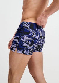 Printed Swim Short (Navy/Thistle Swirls)