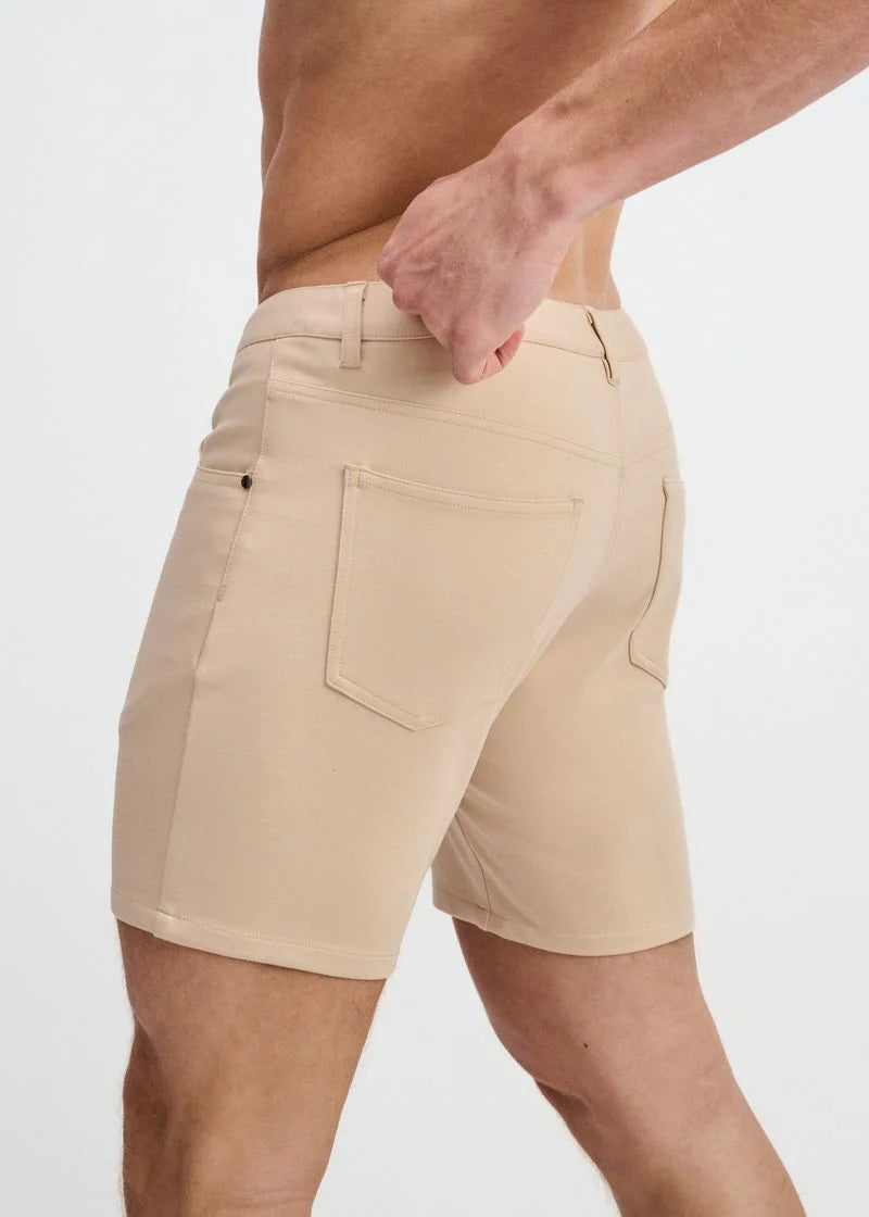 5" Stretch Knit Jean Short (Crust)