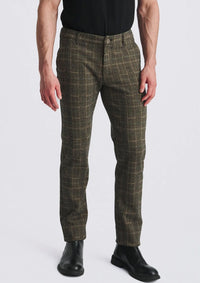 Wool-Look Stretch Knit Pants (Khaki Plaid)