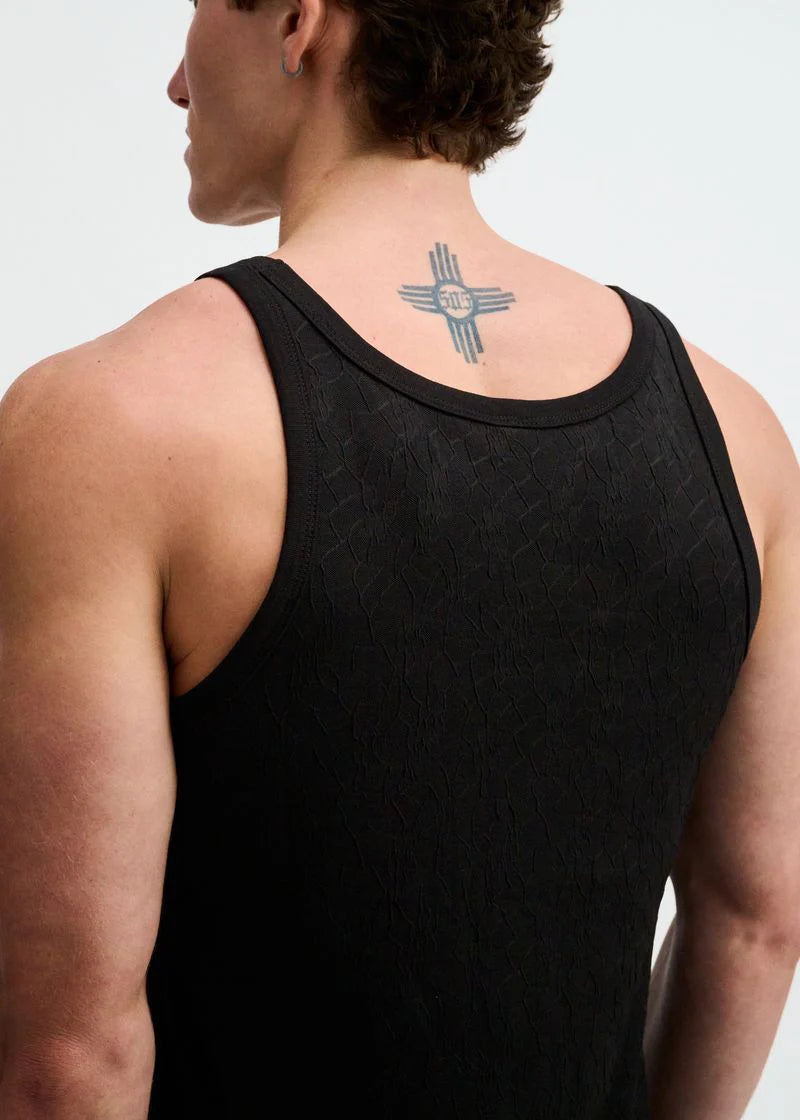 Floral Textured Knit Tank (Black)