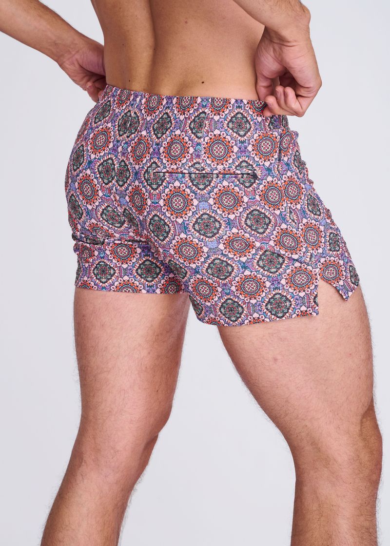 Printed Seersucker Swim Shorts (Blush/Coral)