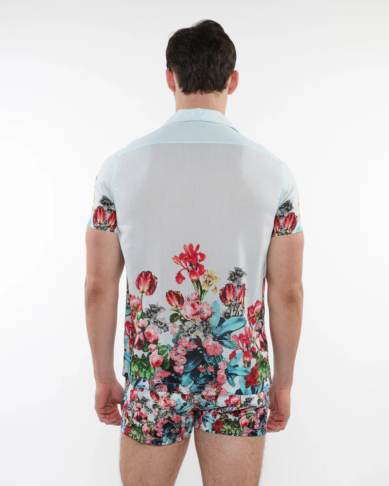 Woven Modal Border Shirt (Mint Floral)