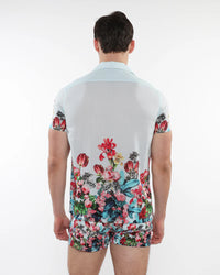 Woven Modal Border Shirt (Mint Floral)