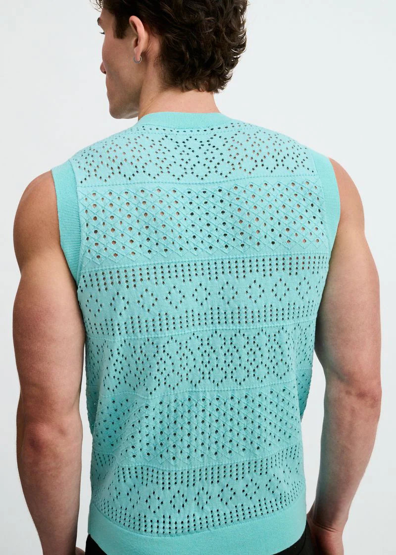 Pointelle Open Knit Vest (Mirage)