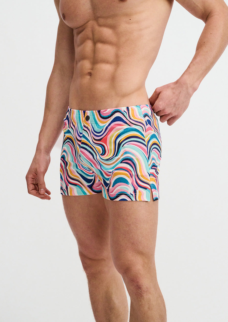 Printed Swim Short (Teal Swirls)