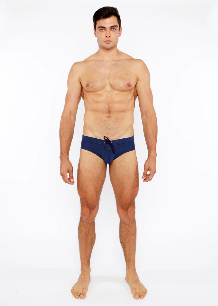 Pinstripe Swim Brief (Navy)