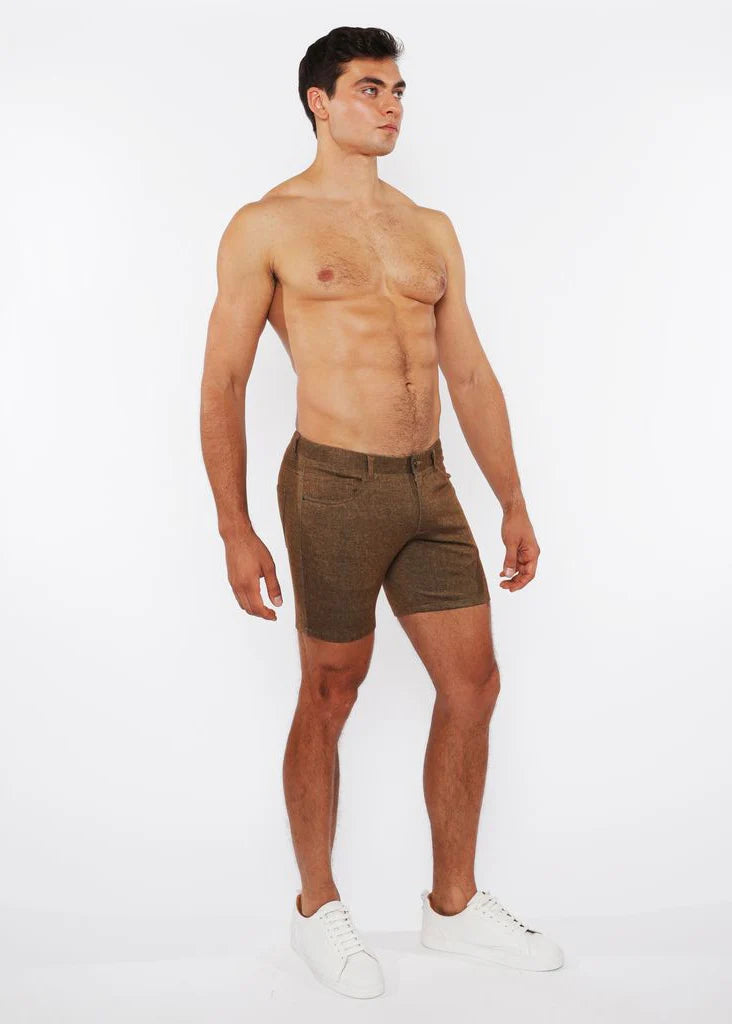 Stretch Washed Denim Short (Sable)