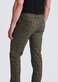 Wool-Look Stretch Knit Pants (Khaki Plaid)