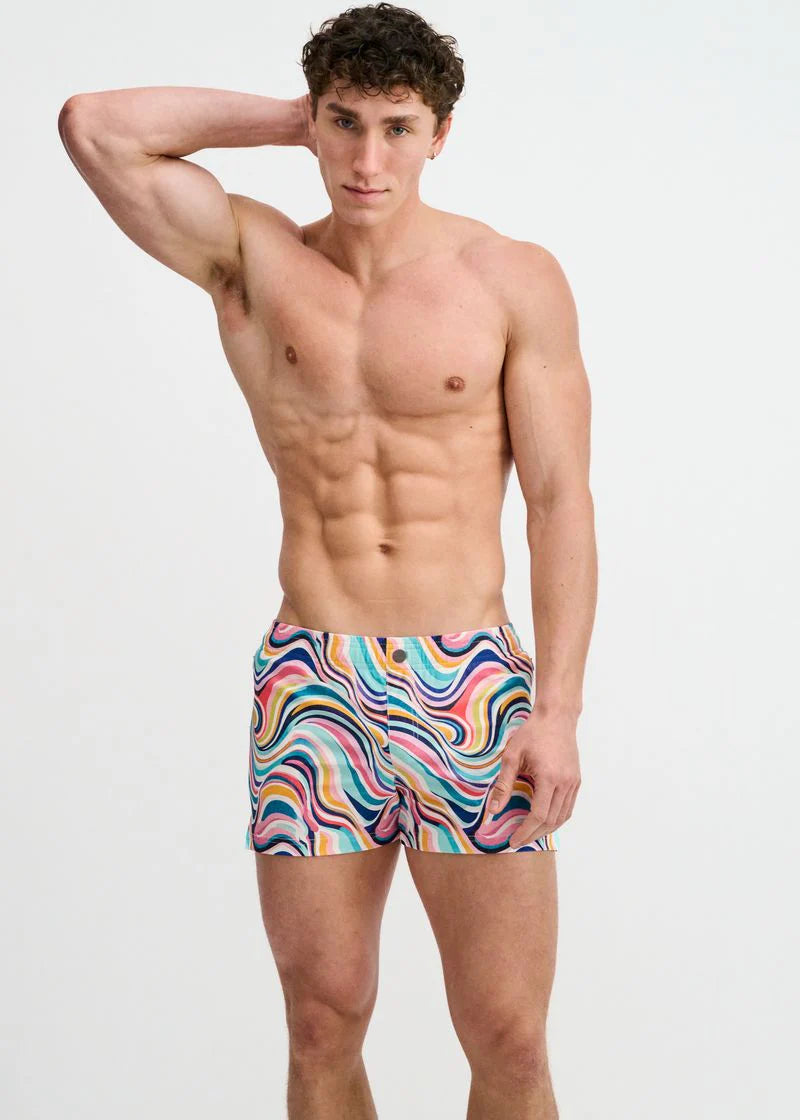 Printed Swim Short (Teal Swirls)