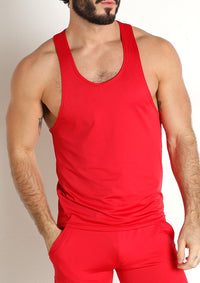 Pique Mesh Performance Workout Tank Top (Red)
