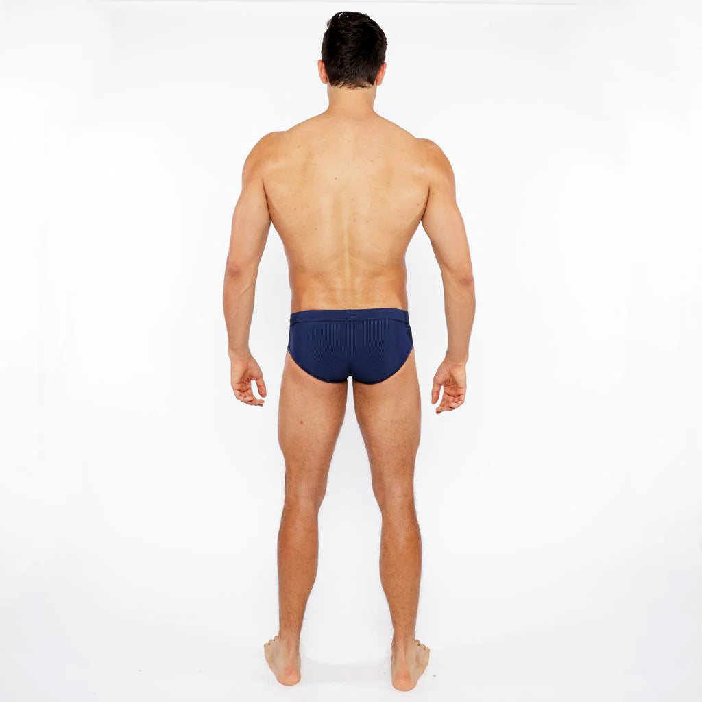 Pinstripe Swim Brief (Navy)