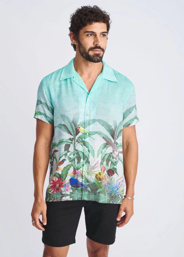 Woven Modal Border Shirt (Ocean Green Tropic)