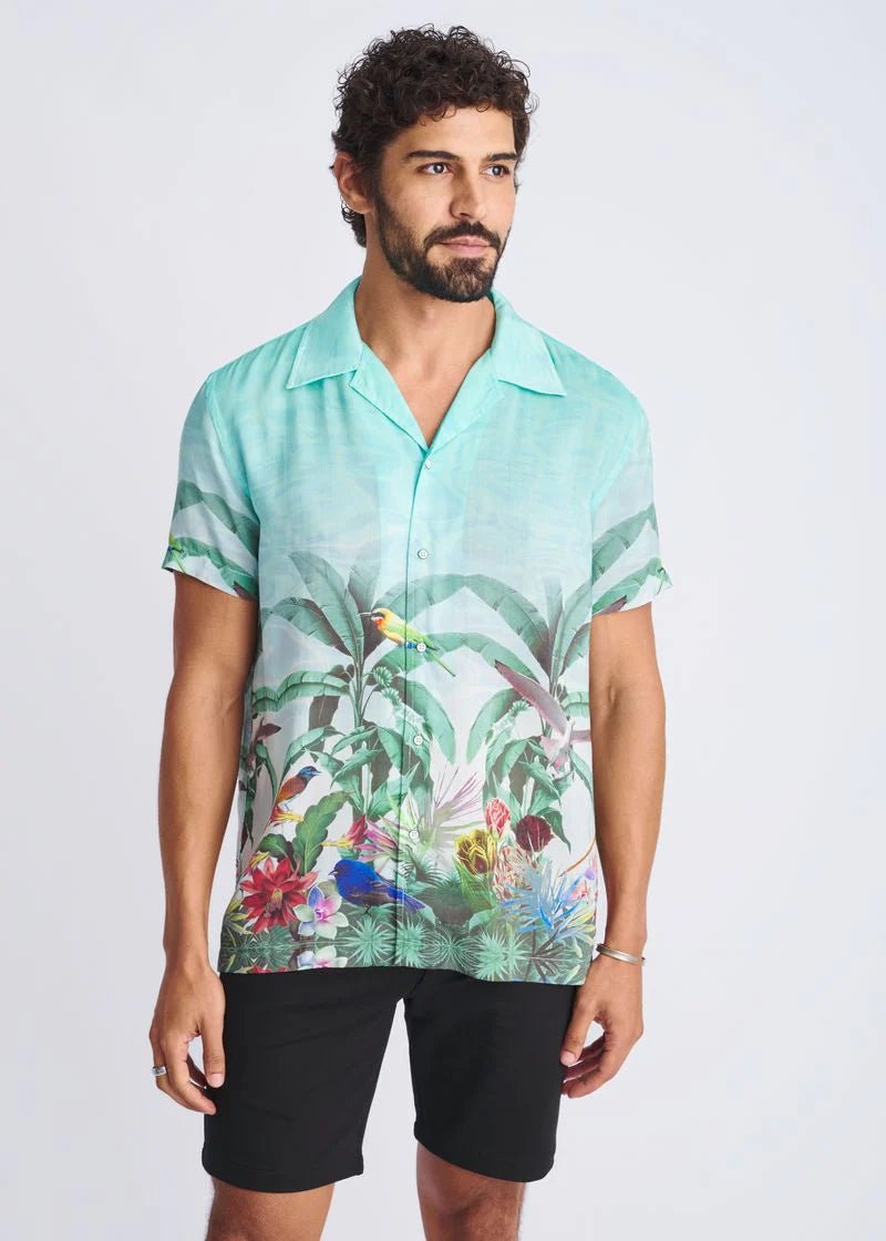 Woven Modal Border Shirt (Ocean Green Tropic)