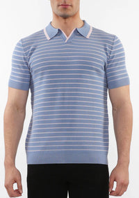 Silk/Tencel Textured Knitted Polo (Slate Pink)