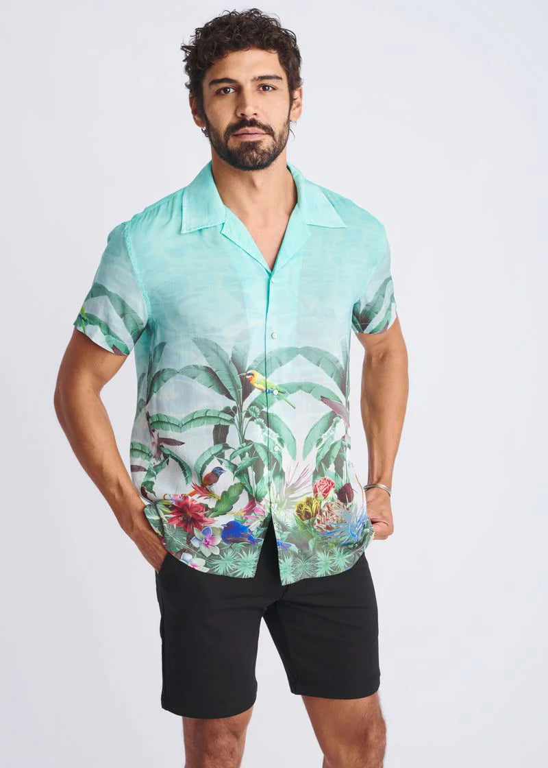 Woven Modal Border Shirt (Ocean Green Tropic)