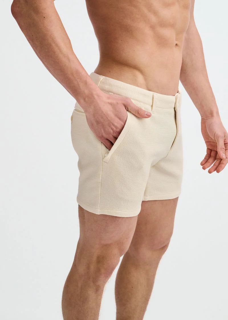 Textured Knit Chino Shorts (Ecru)