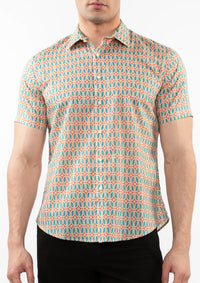 Tencel/Cotton Woven Shirt (Teal Ovals)