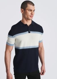 Silk/Tencel 3-Button Polo (Navy/Marina)