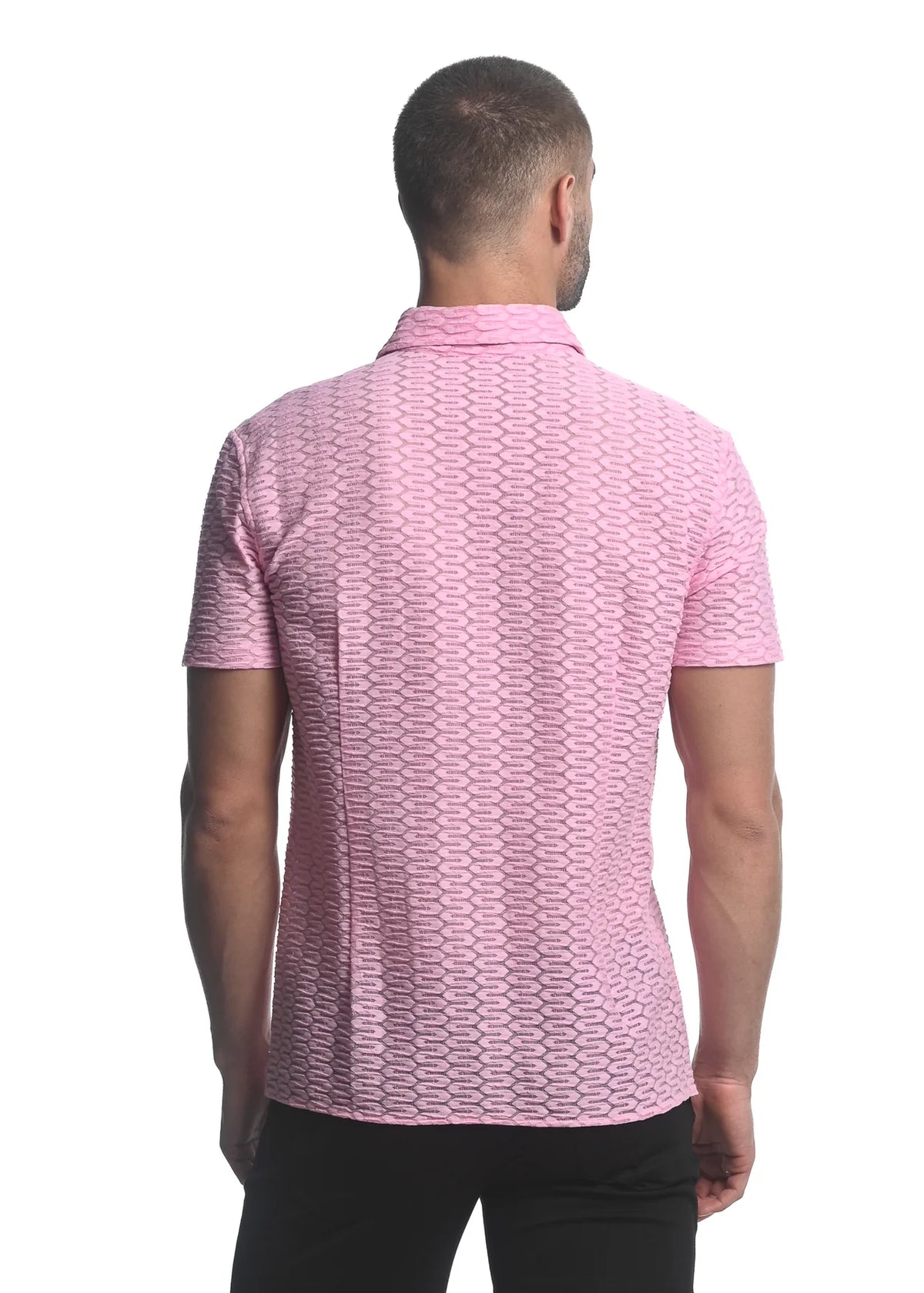 Stretch Knit Lace Gossamer Shirt (Dusty Pink)