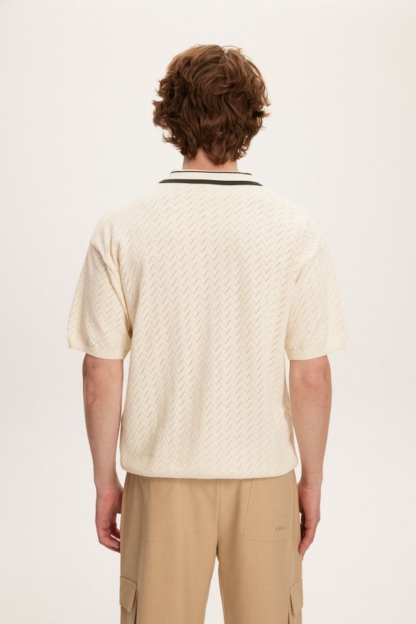 Knit Zip Polo (Cream)