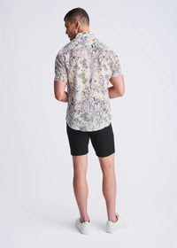 Printed Linen/Tencel Shirt (Orchid/Coral)