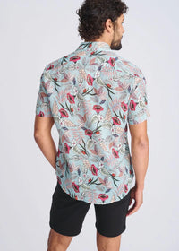 Printed Linen/Tencel Shirt (Cloud/Fuchsia Blossoms)