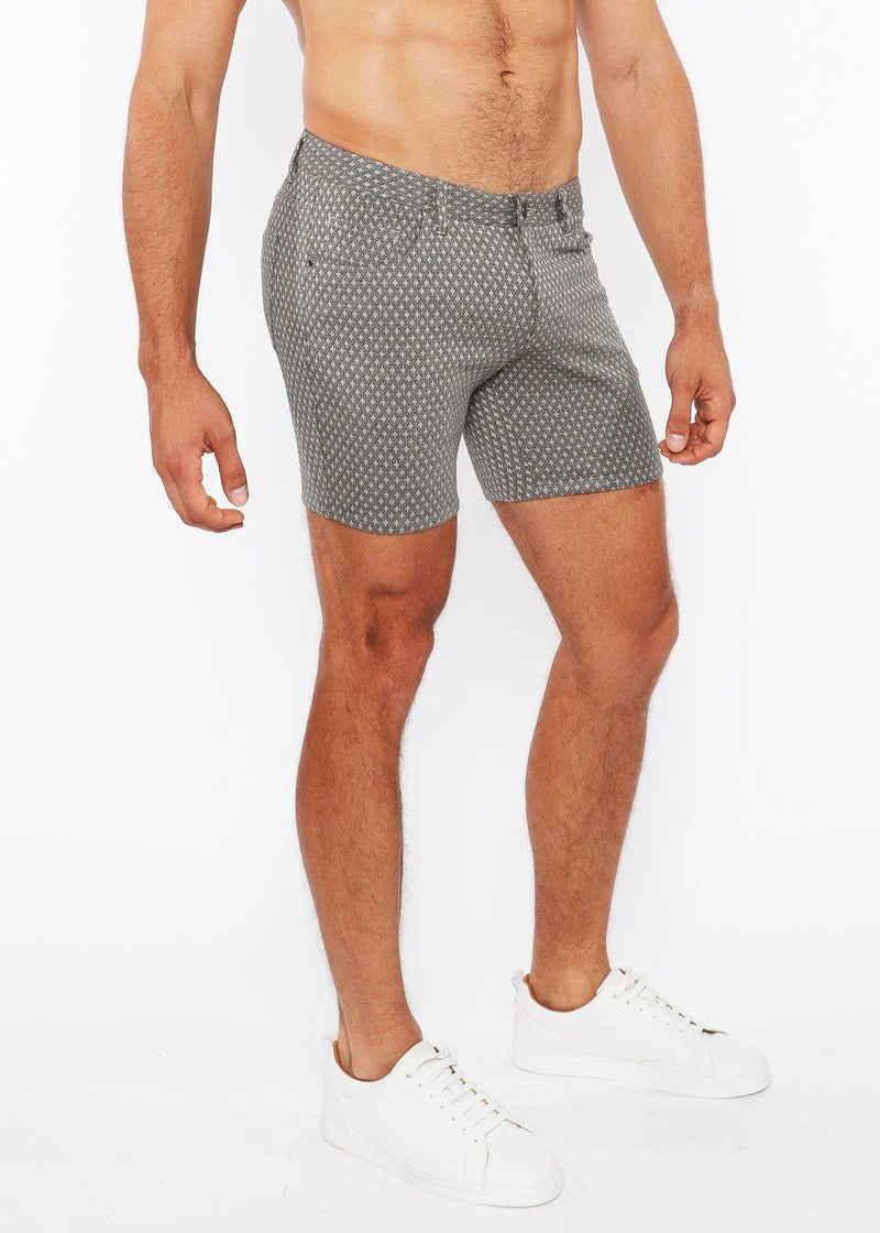 5" 5-Pocket Jean Short (Grey Mini Diamond)