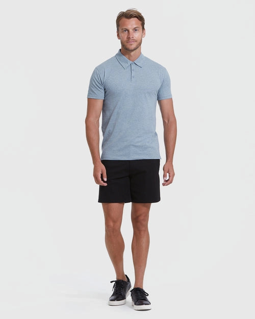 Short Sleeve Polo (Heather Indigo)