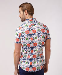 Printed Jersey Short Sleeve Shirt (Slate Sienna Floral)