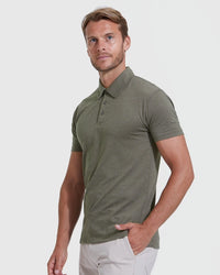 Short Sleeve Polo (Heather Military Green)