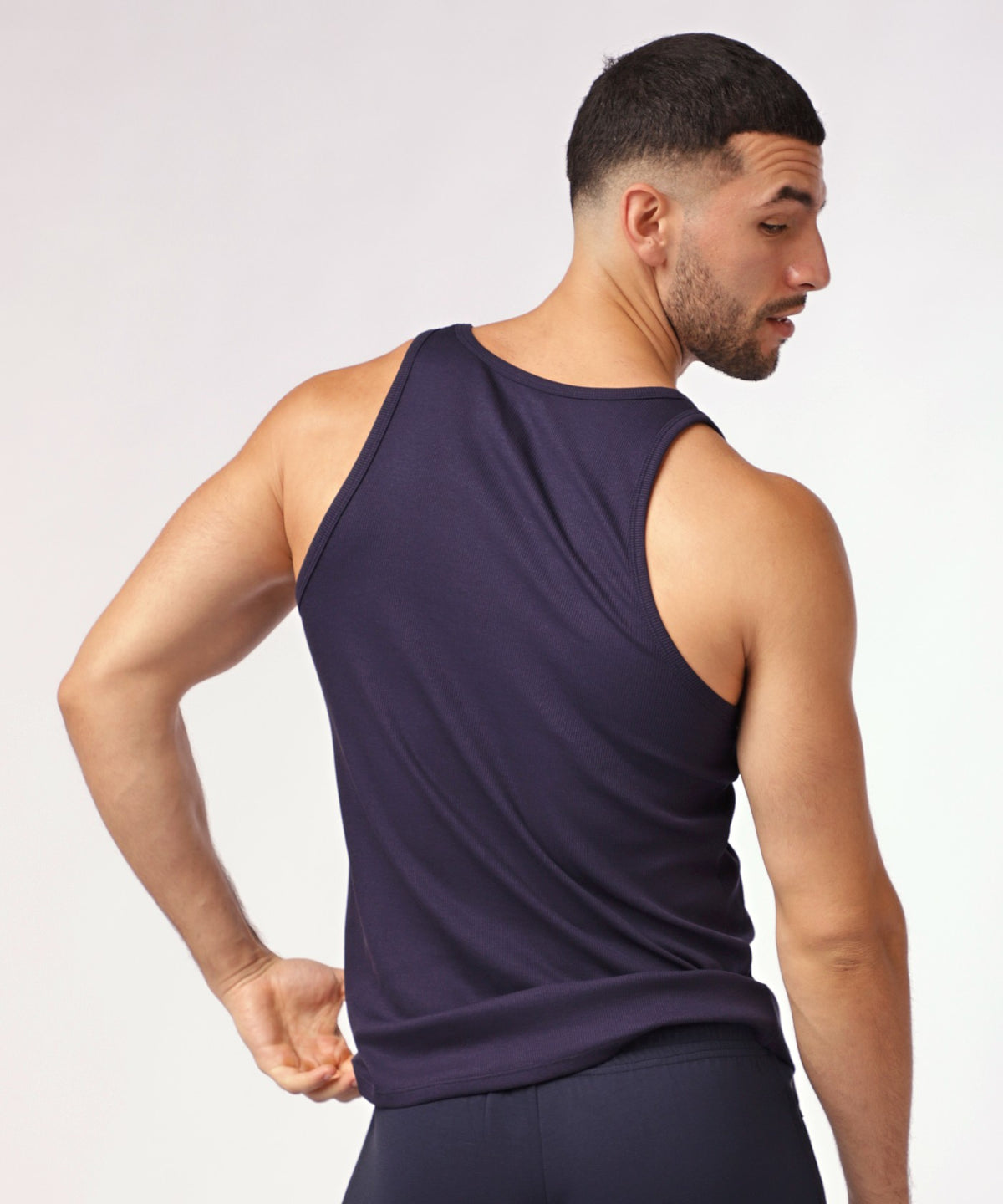 Rib Stretch Tencel Cotton Tank (Navy)