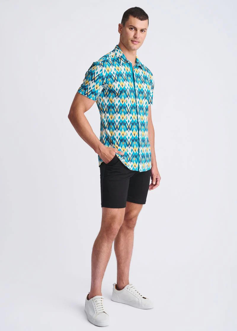 Performance Short Sleeved Shirt (Teal Gold Diamonds)