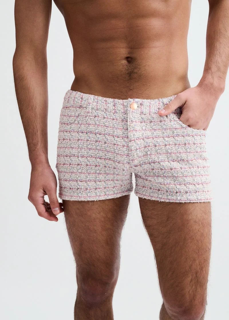 3" Tweed Look Jacquard Knit Shorts (Pink/Lilac)