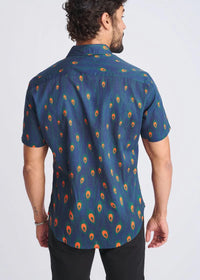 Cotton/Tencel Short Sleeve Shirt (Navy/Peacock)